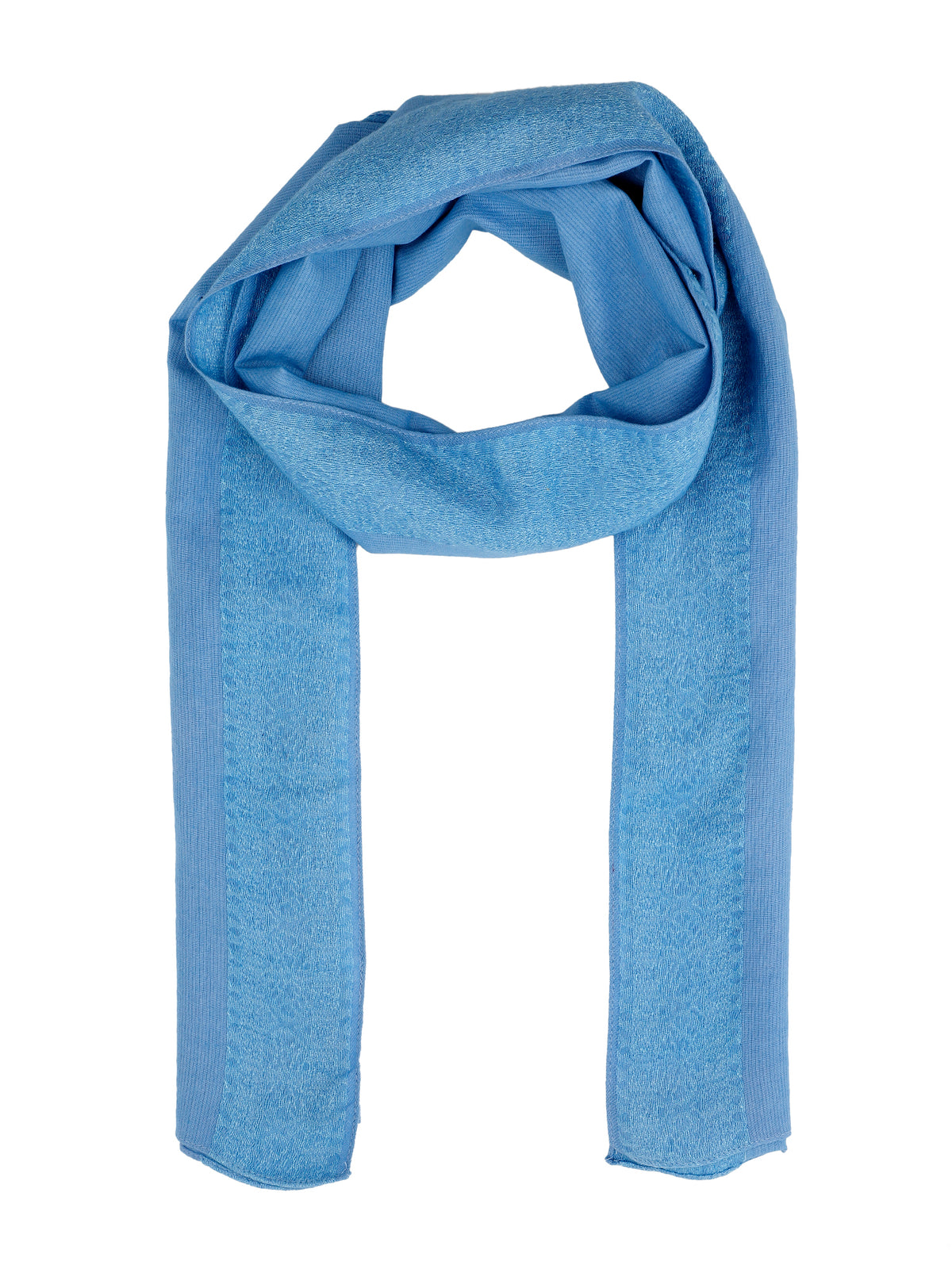 Blue viscose stole with jacquard border and hem stitched with nice-soft feel and touch