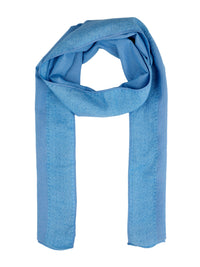 Blue viscose stole with jacquard border and hem stitched with nice-soft feel and touch
