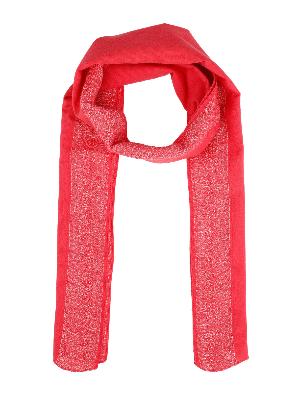 Pink viscose stole with jacquard  border and hem stitched with nice-soft feel and touch