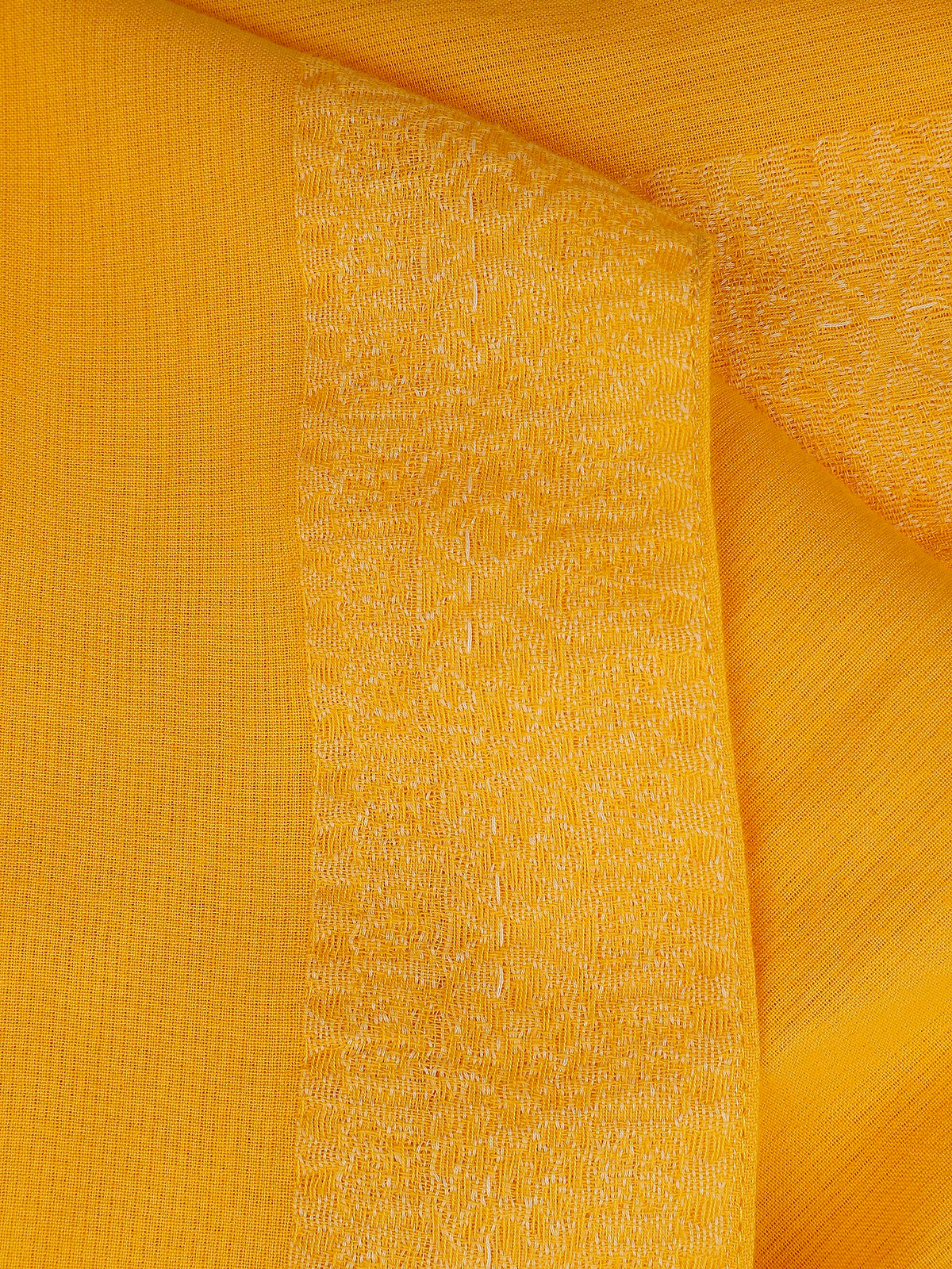 Yellow viscose stole with jacquard border and hem stitched with nice-soft feel and touch