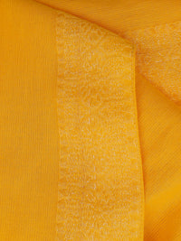 Yellow viscose stole with jacquard border and hem stitched with nice-soft feel and touch