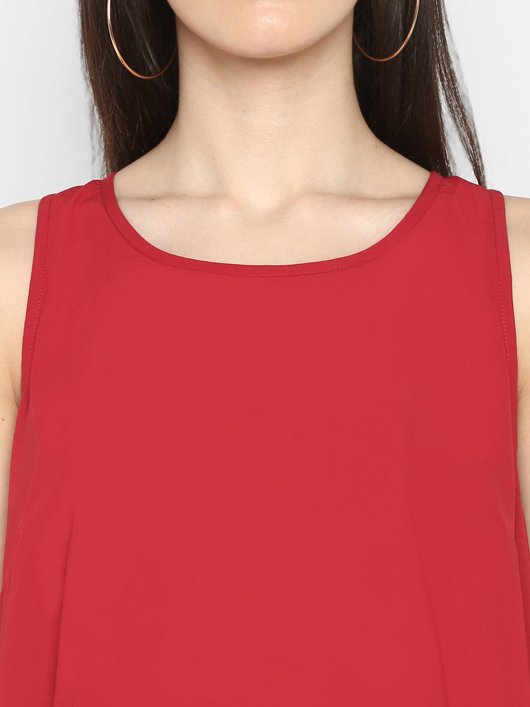 Red polyester sleeveless top
