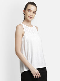 Textured White Empire Top