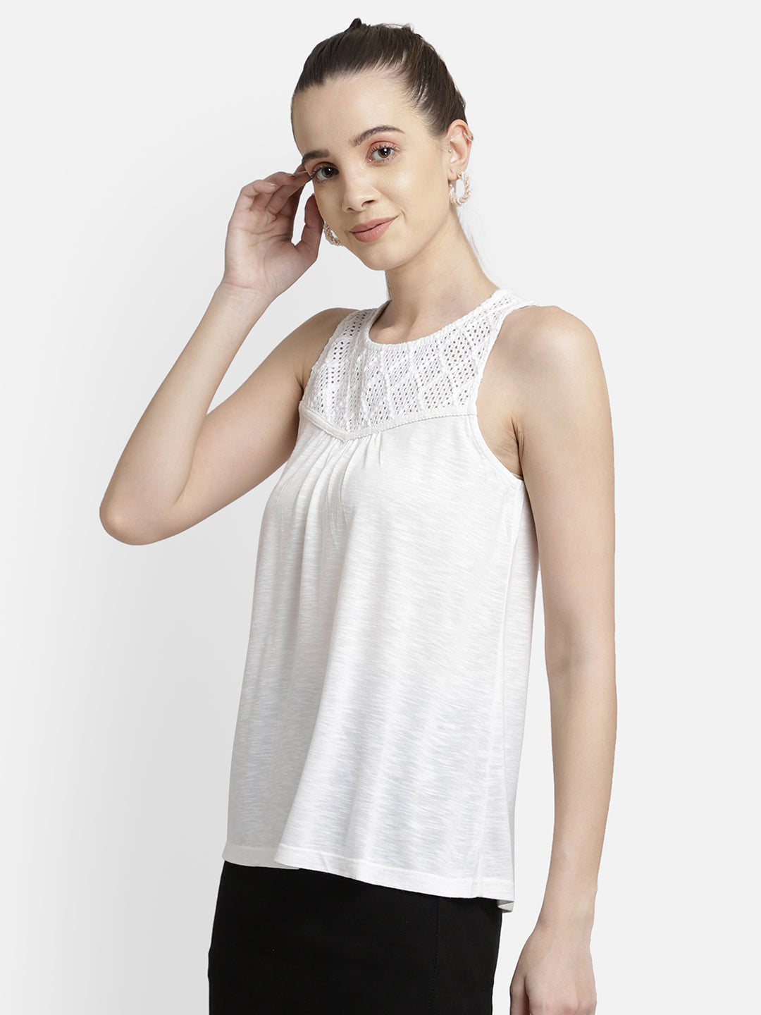 Textured White Empire Top
