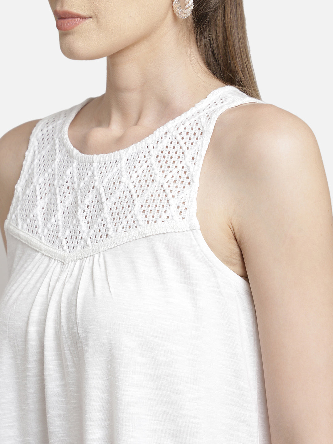 Textured White Empire Top