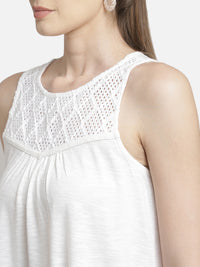 Textured White Empire Top