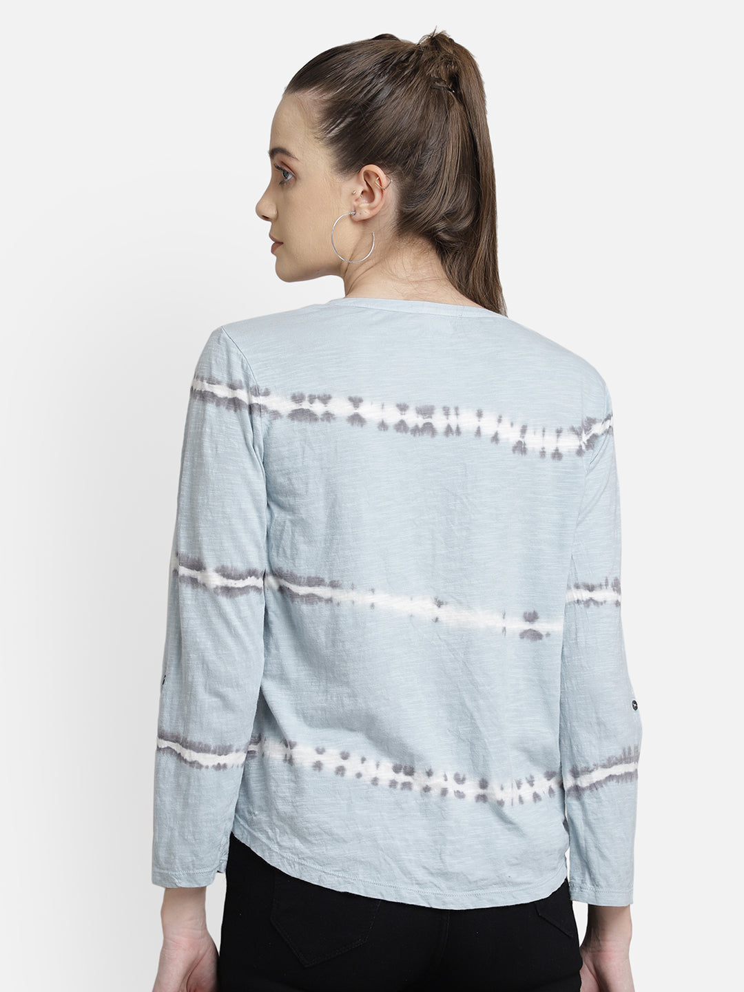 Blue tie & die viscose top