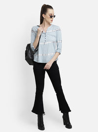 Blue tie & die viscose top