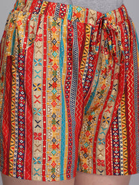 Printed & jacquard rayon shorts