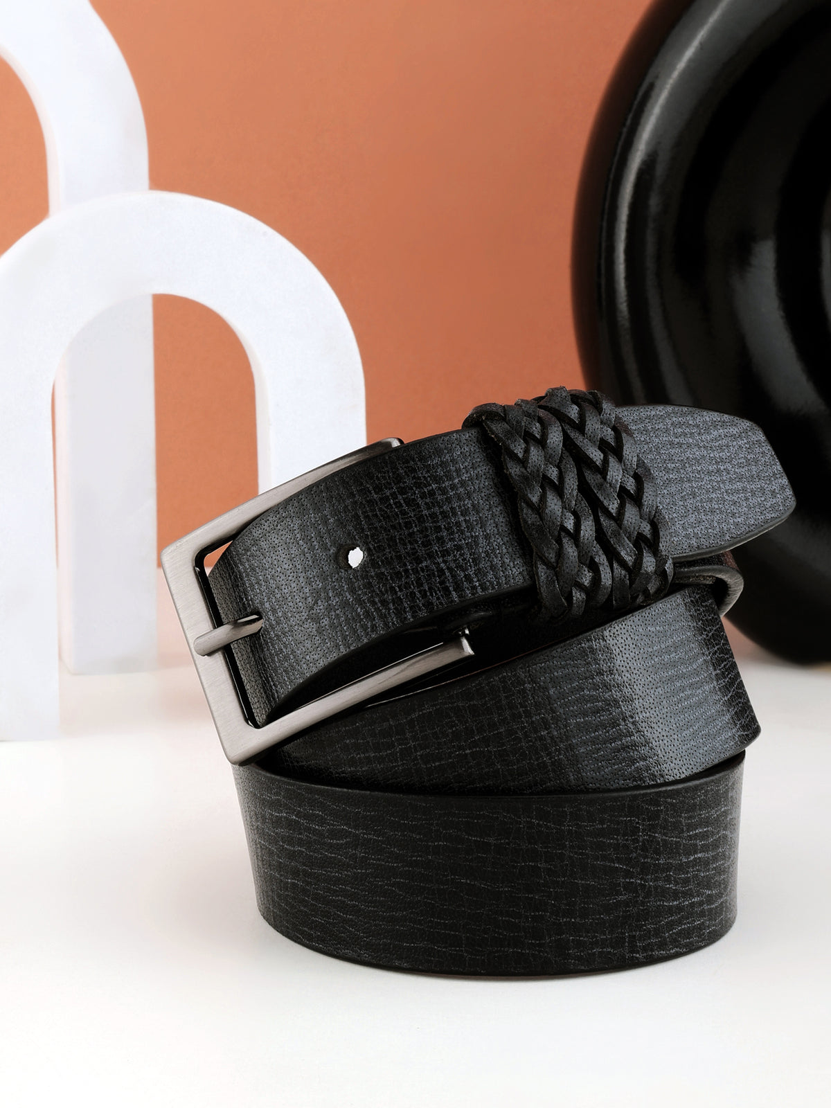 Black Genuine Leather Men's Belt