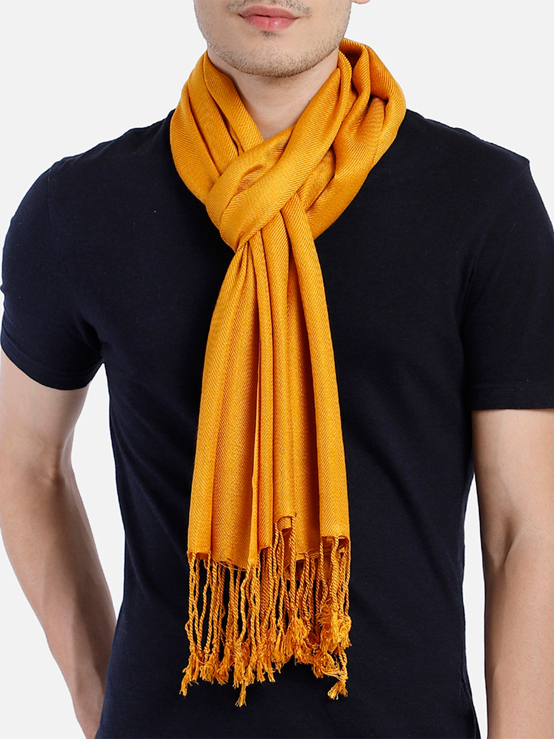 Pashminetta Viscose Solid Mustard Stole
