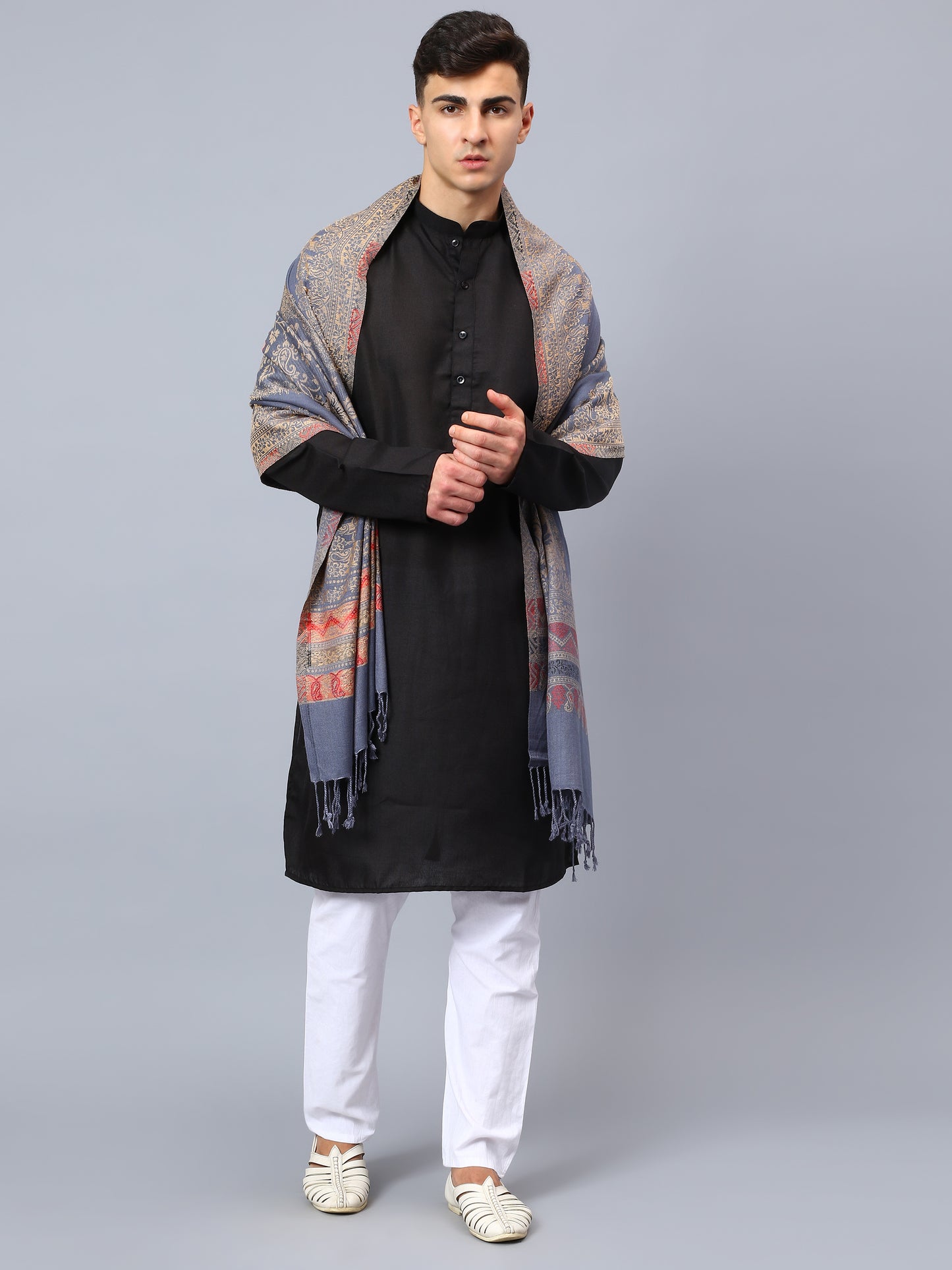 Mens grey viscose stole