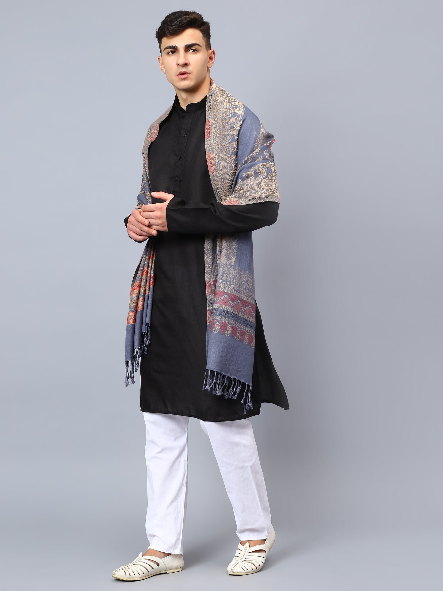 Mens grey viscose stole