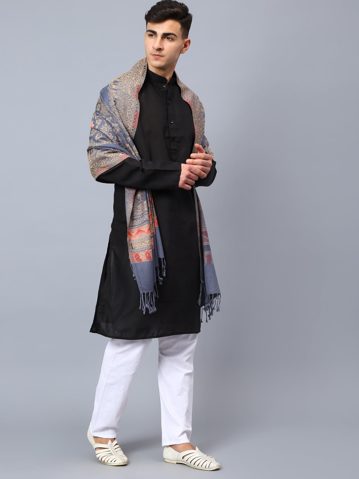 Mens grey viscose stole