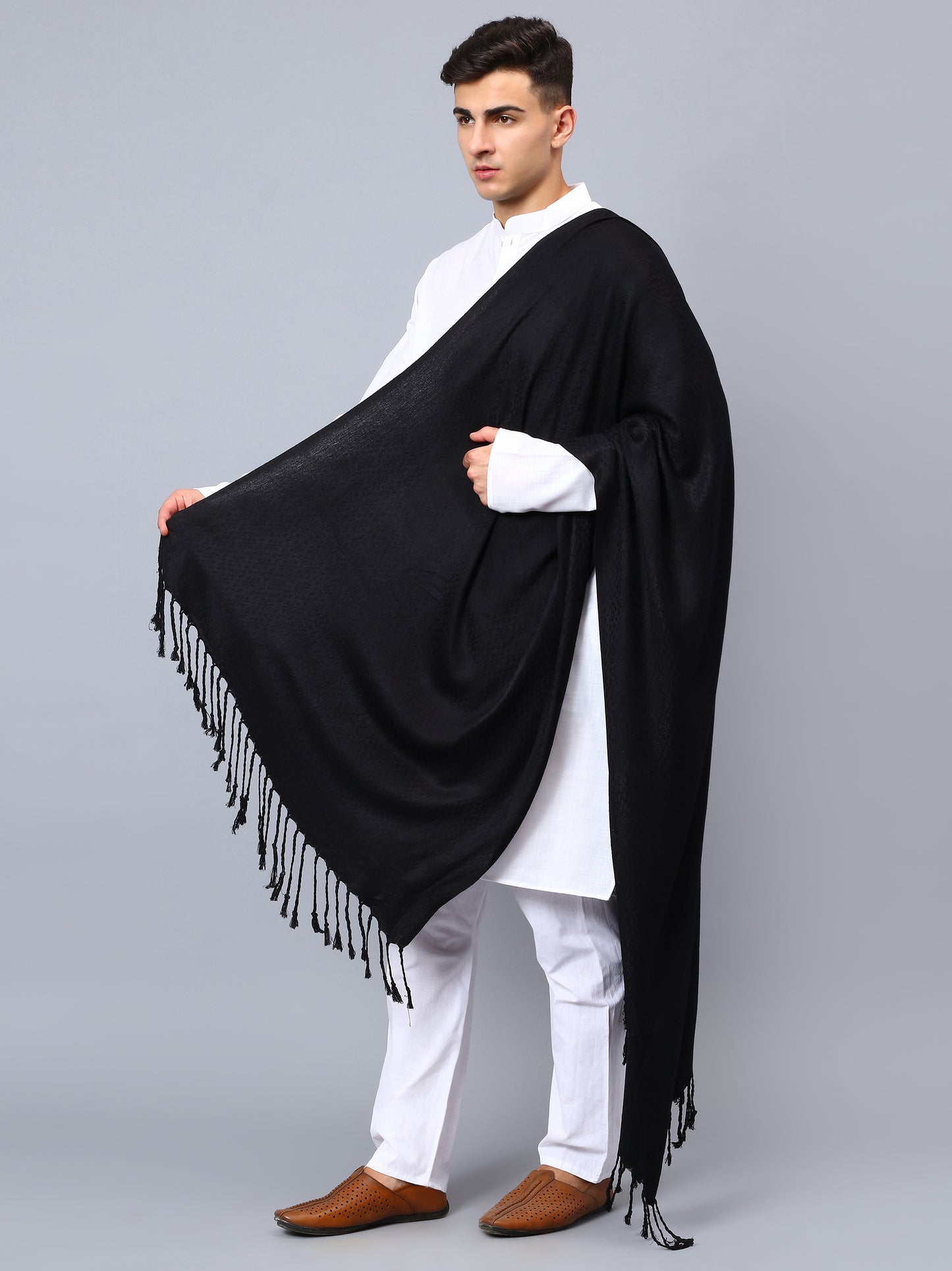 Mens black viscose stole