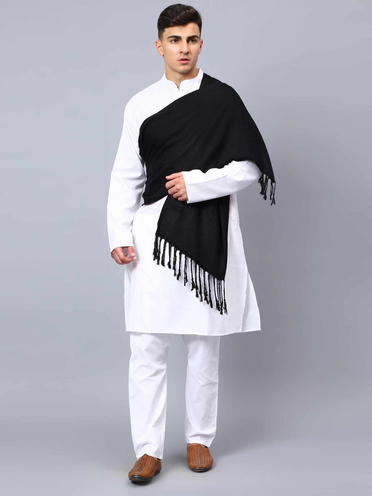 Mens black viscose stole