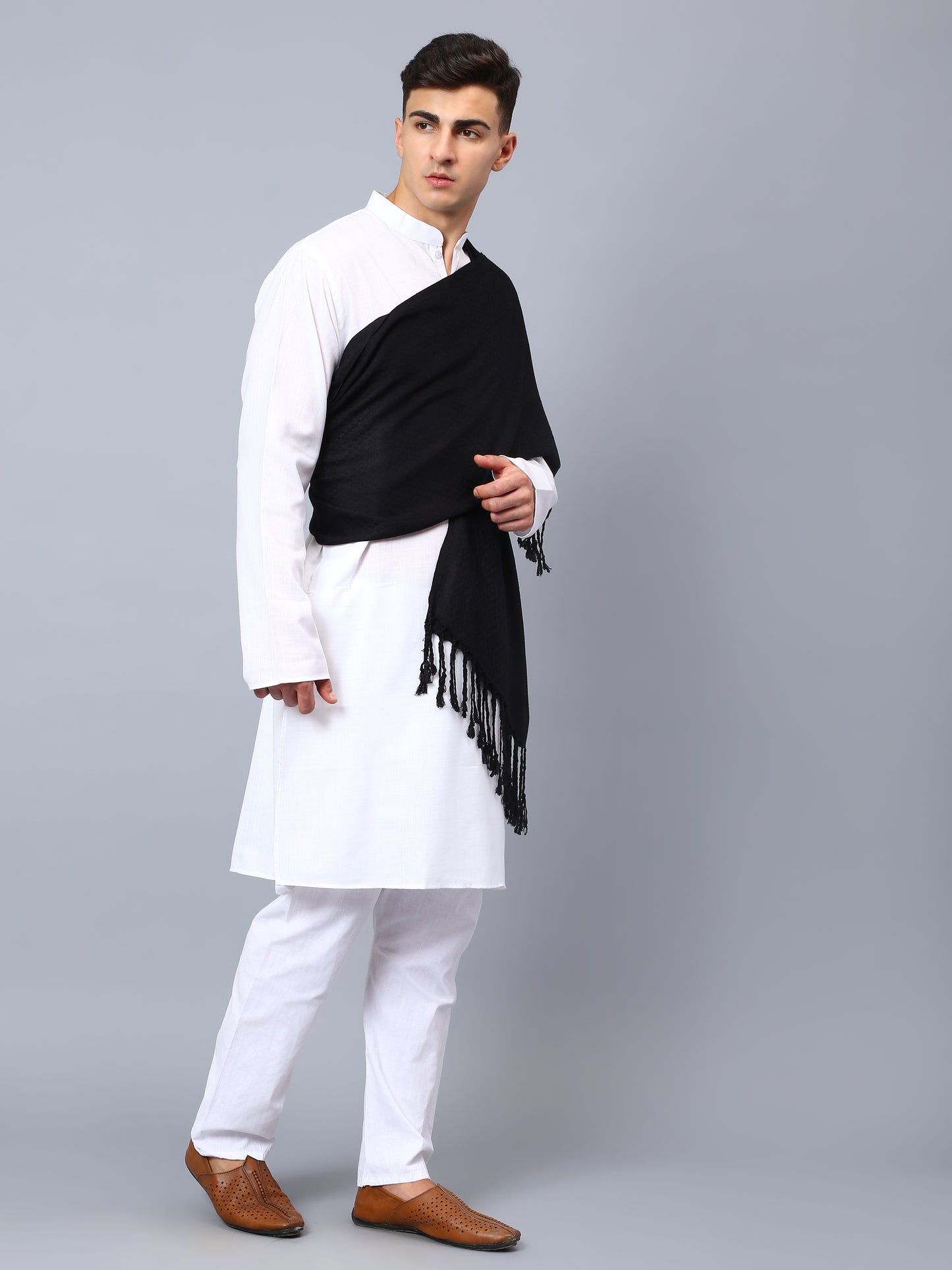 Mens black viscose stole
