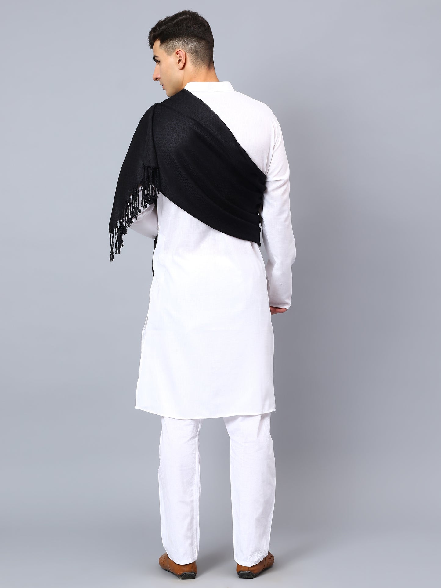 Mens black viscose stole