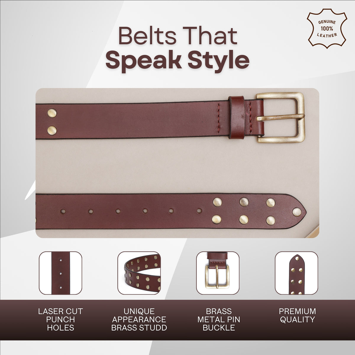 Aditi Wasan Men's Brown Rivet Belt