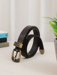 Aditi Wasan 20 mm 3 Pcs Set of Buckle Shantiniketan Brown Embossed Belt