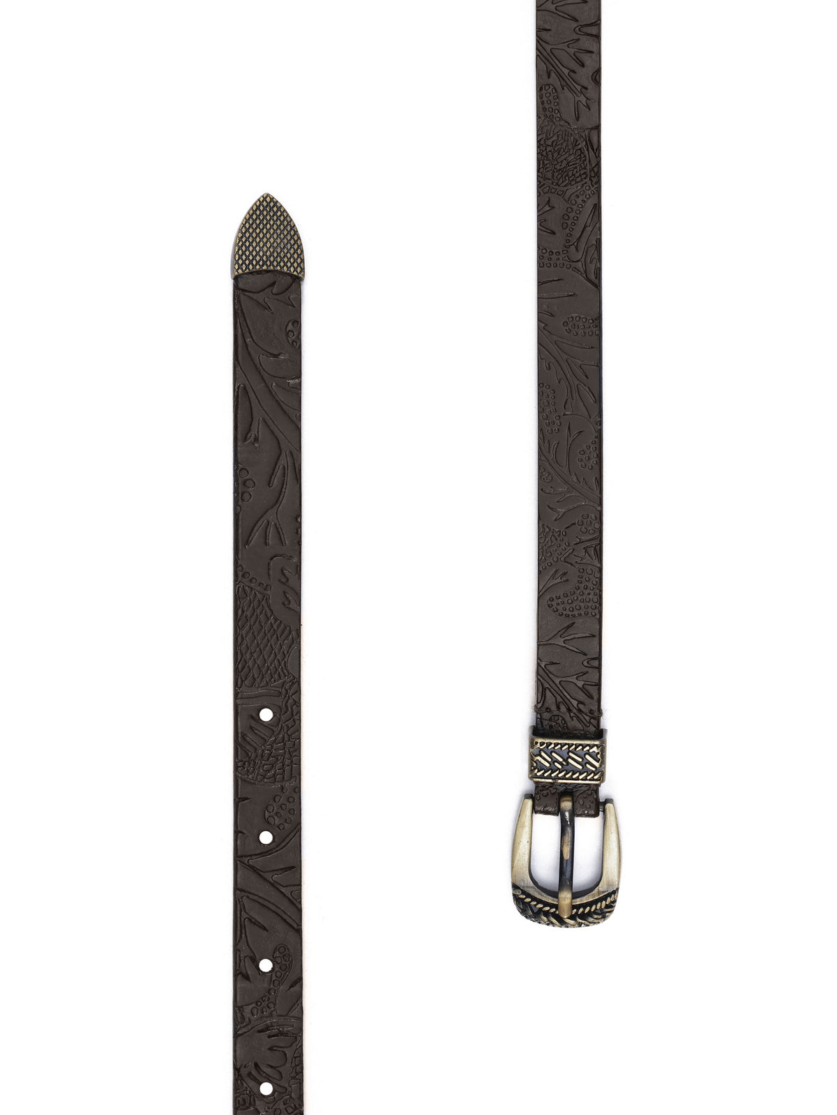 Aditi Wasan 20 mm 3 Pcs Set of Buckle Shantiniketan Brown Embossed Belt