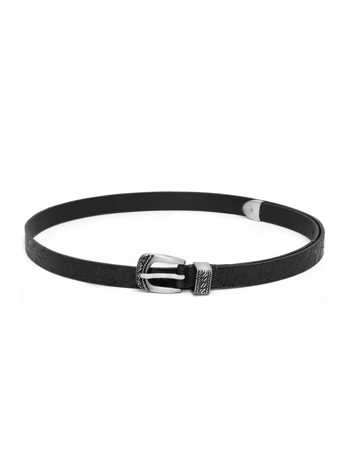 Aditi Wasan 20 mm 3 Pcs Set of Buckle Shantiniketan Black Embossed Belt