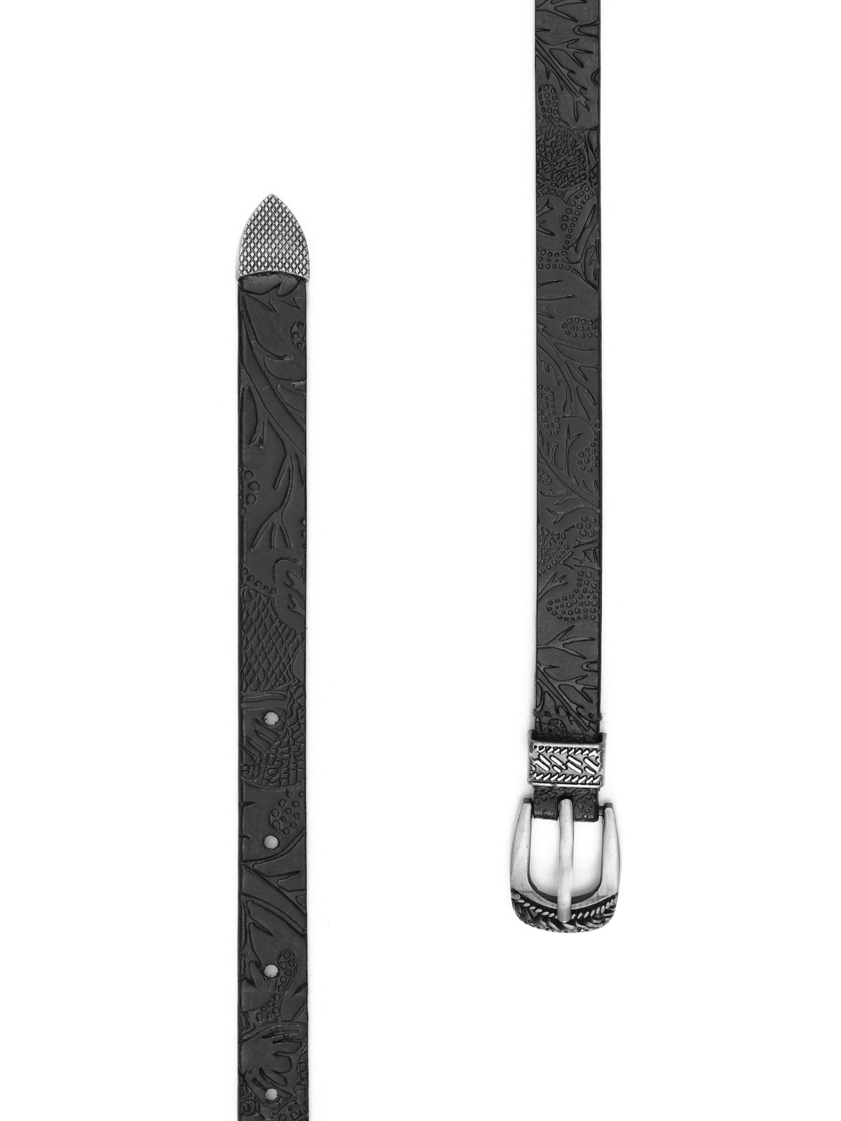 Aditi Wasan 20 mm 3 Pcs Set of Buckle Shantiniketan Black Embossed Belt