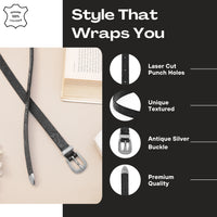 Aditi Wasan 15 mm 3 Pcs Set of Shantiniketan Black Embossed Belt