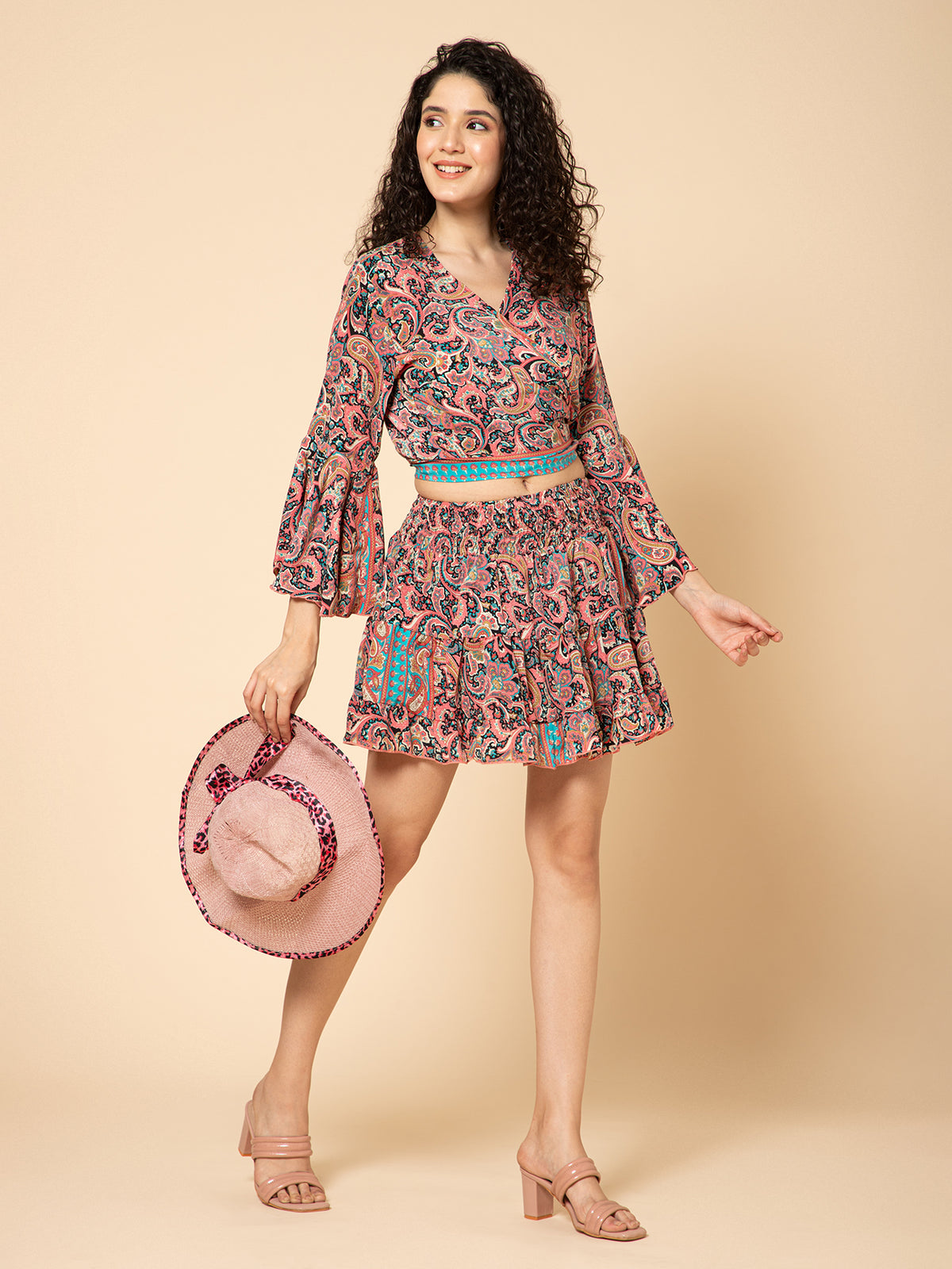 Aditi Wasan Top With Skirt Co Ords Set