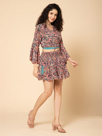 Aditi Wasan Top With Skirt Co Ords Set