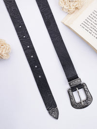 Aditi Wasan Women's Black Embossed Cowboy Belt