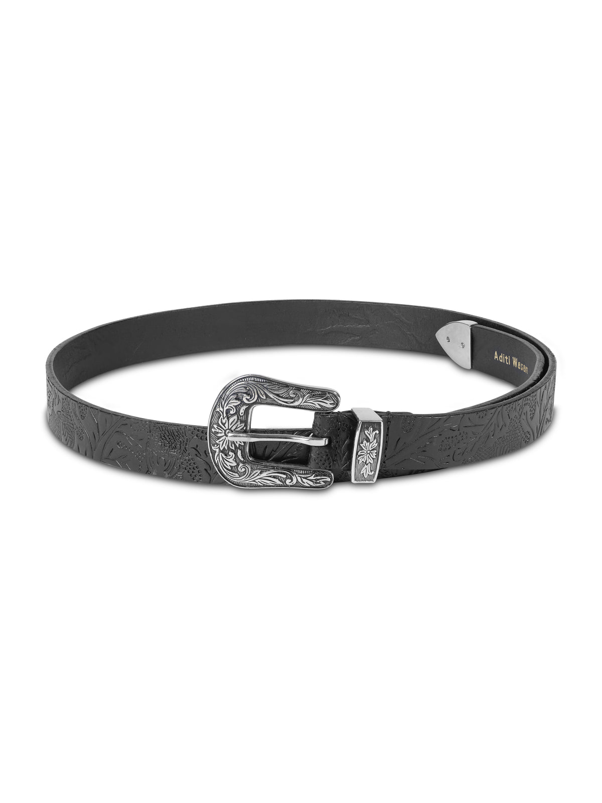 Aditi Wasan Women's Black Embossed Cowboy Belt