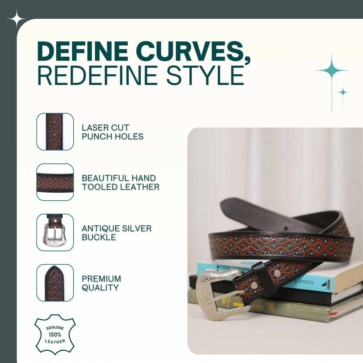 Aditi Wasan Western Handmade CowBoy Women's Belt