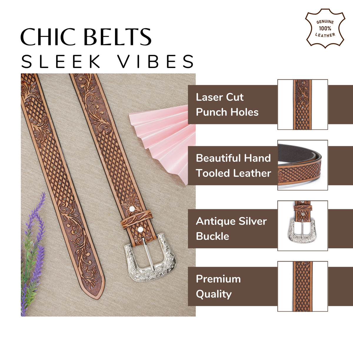 Aditi Wasan Western Handmade CowBoy Women's Belt