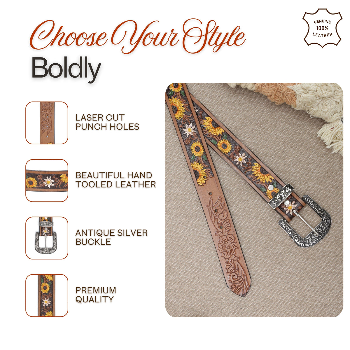 Aditi Wasan Western Handmade CowBoy Women's Belt
