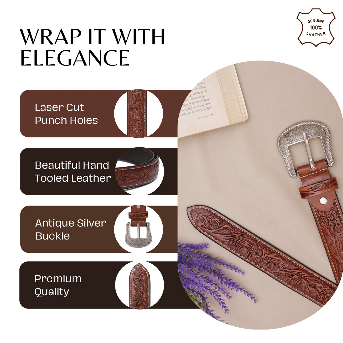 Aditi Wasan Western Handmade CowBoy Women's Belt