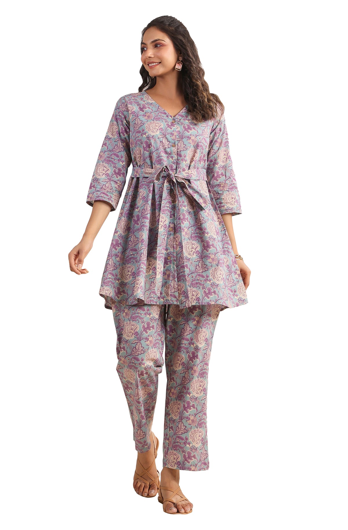 Blue Printed Cotton Co-Ords - Set of 2