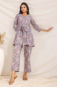 Blue Printed Cotton Co-Ords - Set of 2