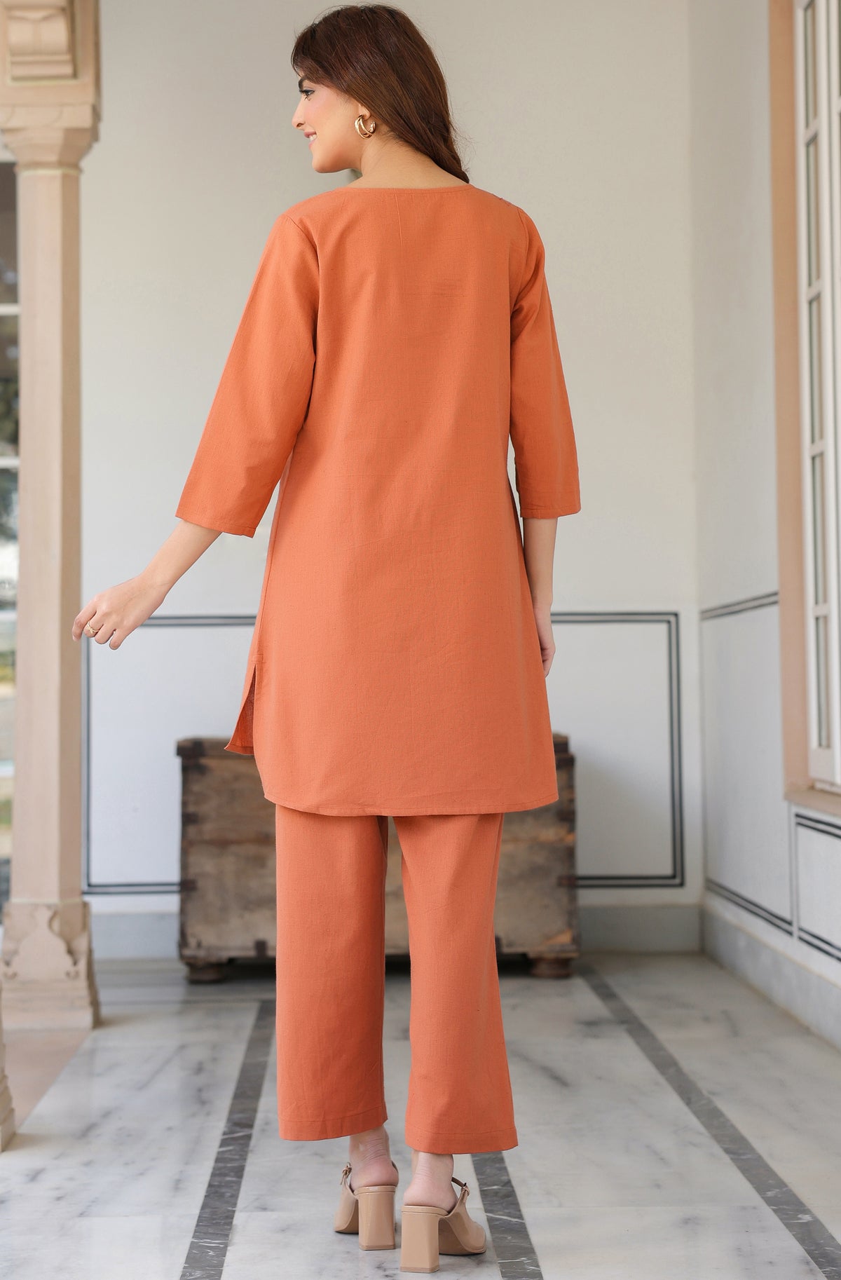 Rust Cotton Solid Co-Ords - Set of 2