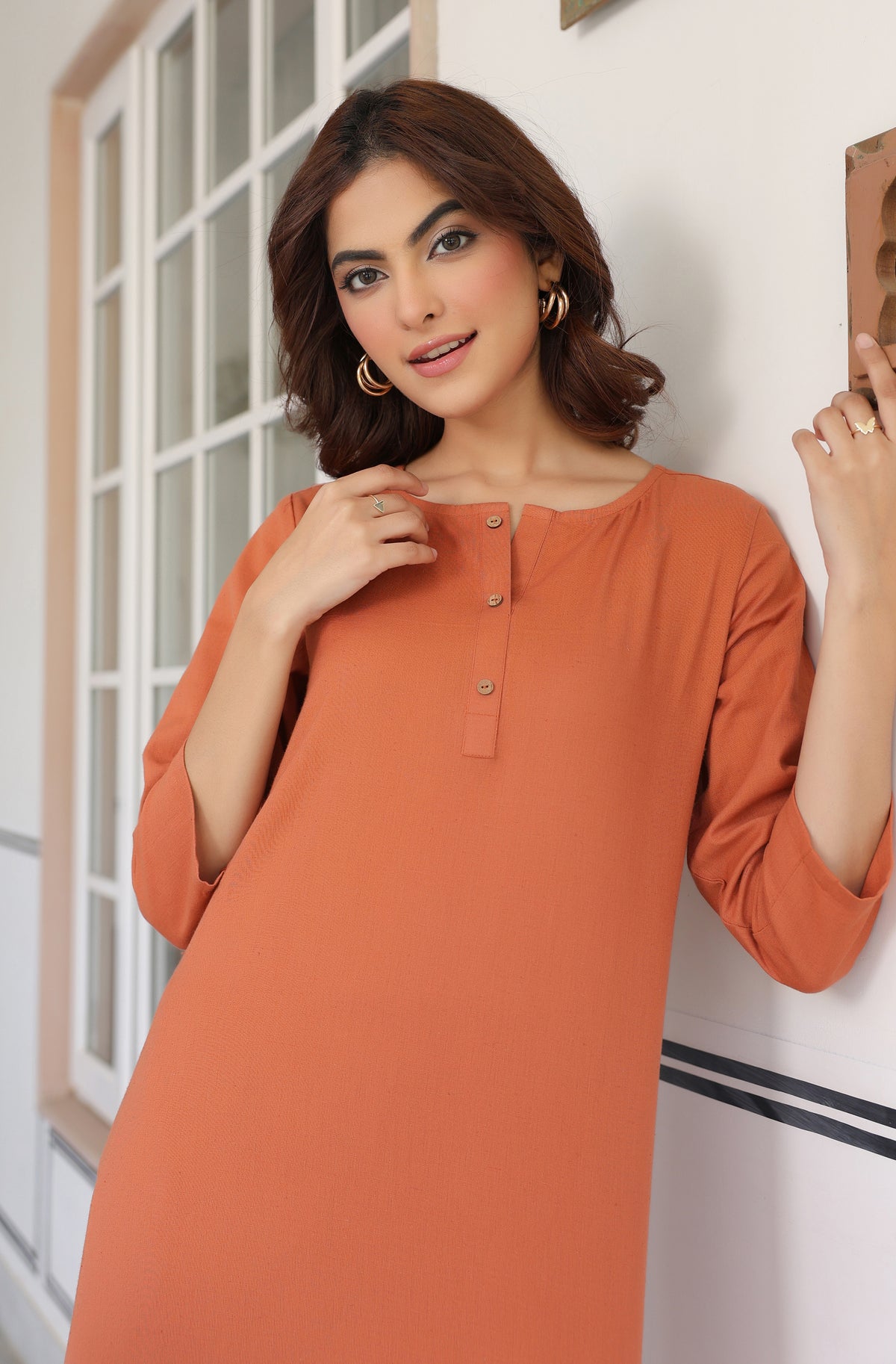 Rust Cotton Solid Co-Ords - Set of 2