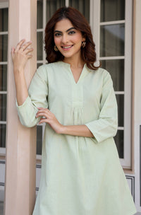 Mint Green Cotton Solid Co-Ords - Set of 2