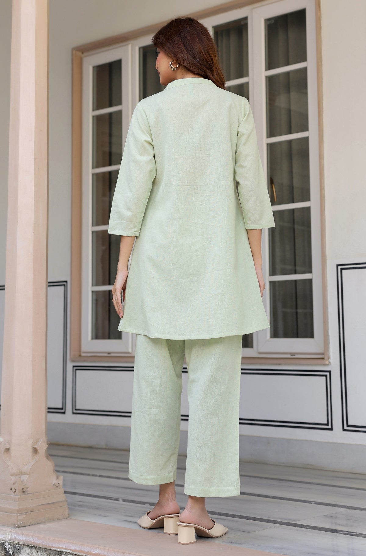 Mint Green Cotton Solid Co-Ords - Set of 2