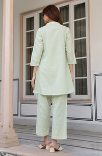 Mint Green Cotton Solid Co-Ords - Set of 2