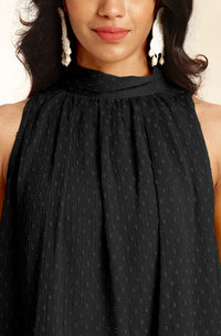 Black Woven Design Chiffon Co-Ords - Set of 2