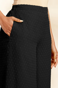 Black Woven Design Chiffon Co-Ords - Set of 2