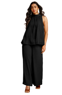 Black Woven Design Chiffon Co-Ords - Set of 2