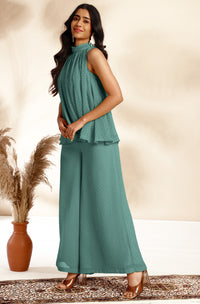 Sage Green Woven Design Chiffon Co-Ords - Set of 2