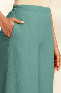 Sage Green Woven Design Chiffon Co-Ords - Set of 2