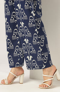 Navy Blue Ikkat Printed Cotton Co-Ords - Set of 2