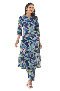 Navy Blue Printed Cotton Co-Ords - Set of 2